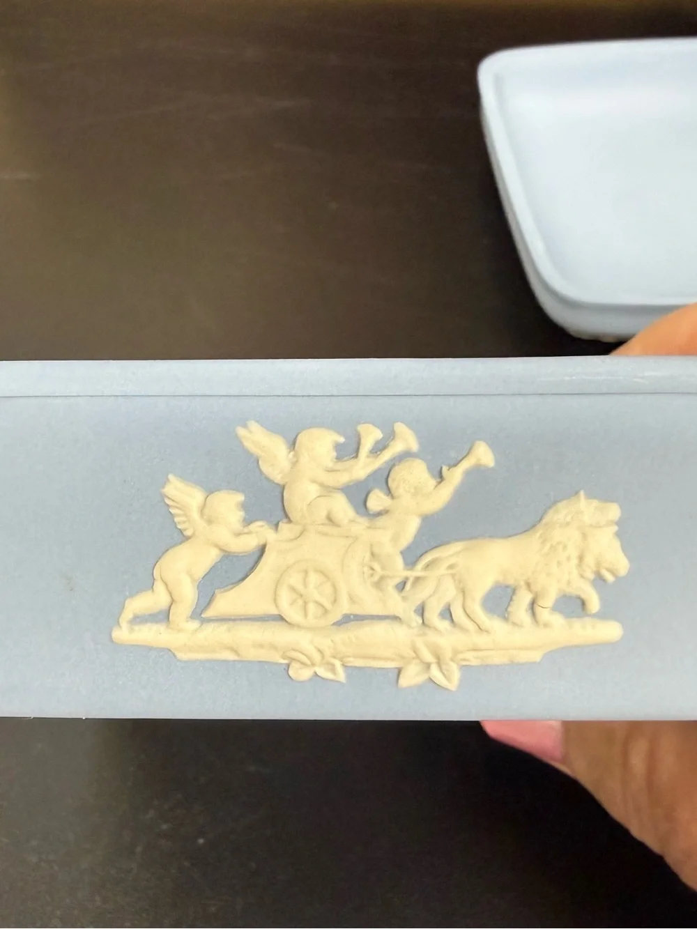 Vintage Wedgwood Jasperware Jewelry Box with Lid 1970s